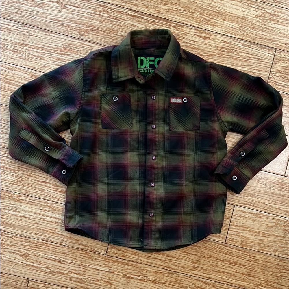 DIXXON Green and Red Plaid Button Down Shirt